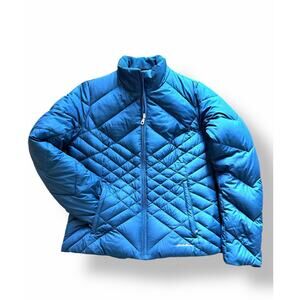 Eddie Bauer Women’s Light Blue Zip Up Goose Down Quilted Puffer Size M